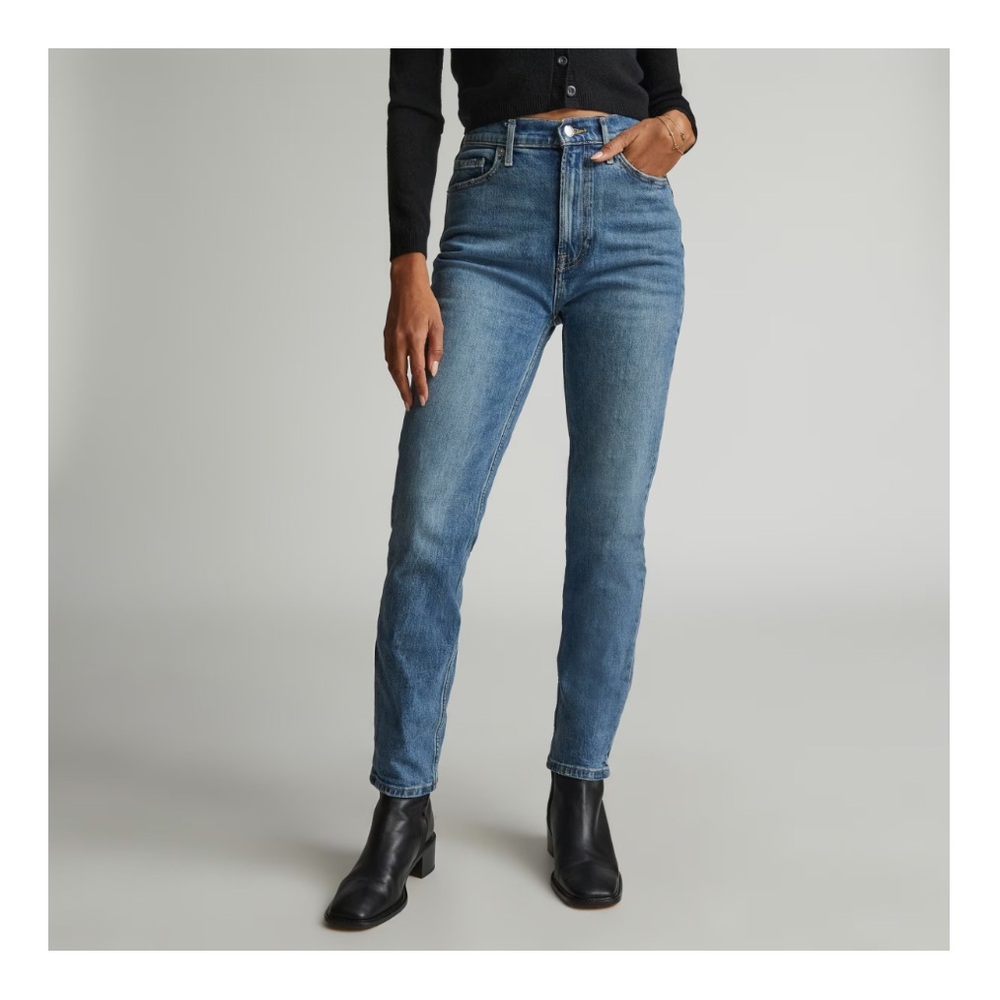 NWT Everlane The Original Cheeky Jean in Worn-In Mid Blue 27 Crop